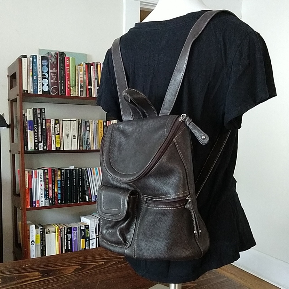 Tignanello Dark Brown Leather Mini Backpack